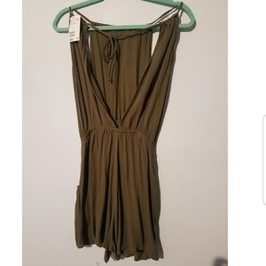 Backless Olive Green Romper NWT